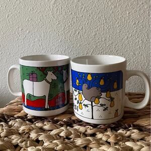 80s Vintage Houze Allan Wood Christmas Mugs FPC England (Set of two)